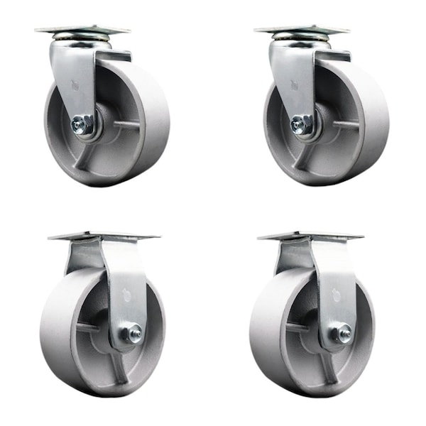 Service Caster 5'' Semi Steel Cast Iron Caster Set with Bronze Bearings 2 Swivel 2 Rigid, 4PK SCC-20S520-SSBZ-2-R-2 - main